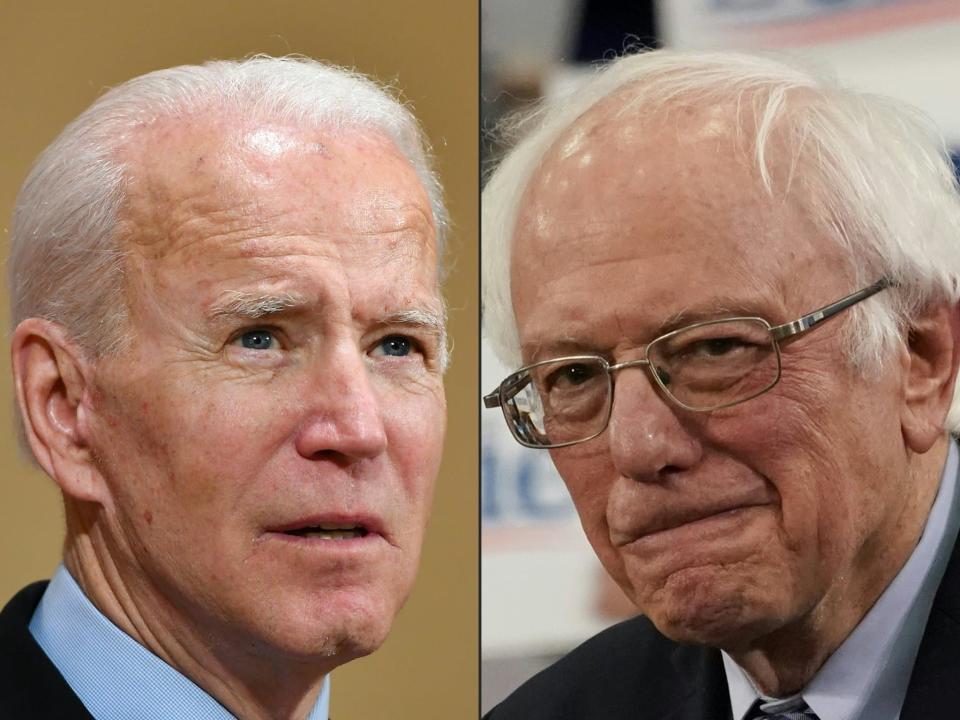 Joe Biden et Bernie Sanders. - MANDEL NGAN, TIMOTHY A. CLARY / GETTY IMAGES NORTH AMERICA / AFP