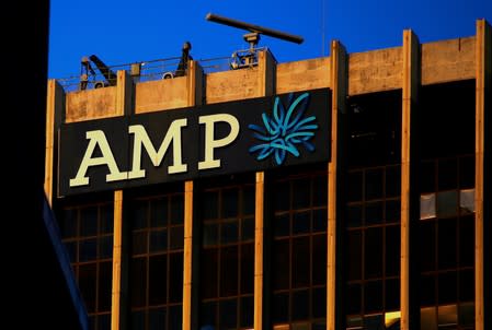 FILE PHOTO: The logo of AMP Ltd adorns their head office located in central Sydney, Australia