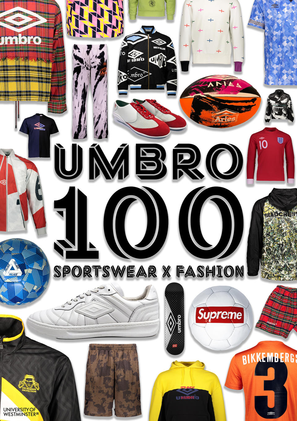 The poster of Westminster Menswear Archive's Umbro 100: Sportswear x Fashion at Ambika P3, London