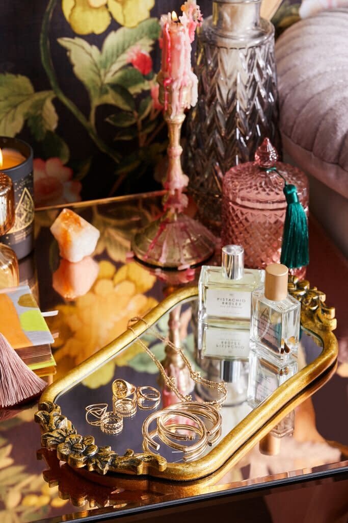 Put your sweet-smelling perfumes, serums and rings on this vanity tray, which looks like trinket from a different era. <a href="https://fave.co/35eZ8z3" target="_blank" rel="noopener noreferrer">Find it for $34 at Urban Outfitters</a>.