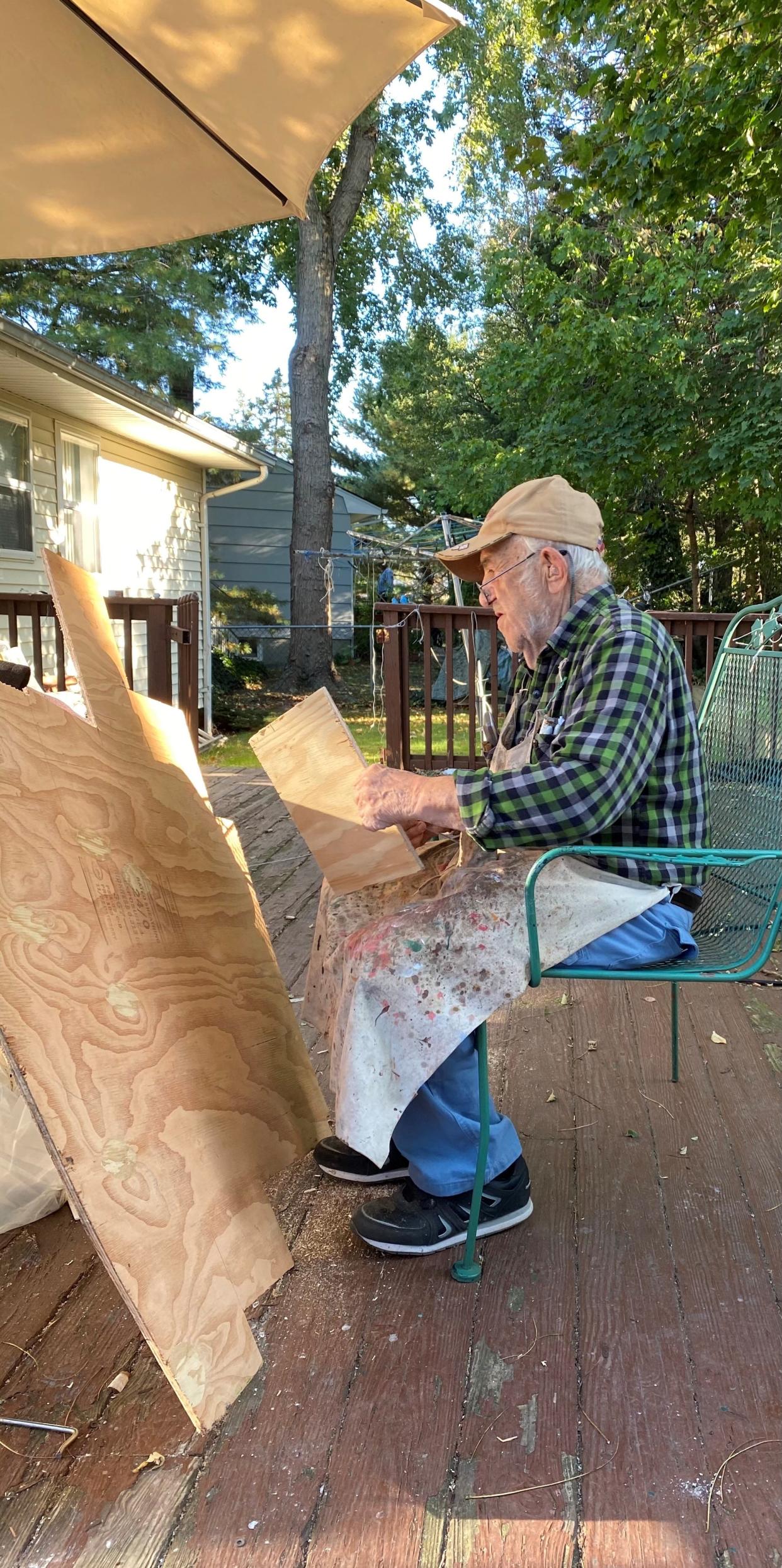 Retired for nearly 30 years, James Sodano of Jamesburg took up woodworking to "keep busy."