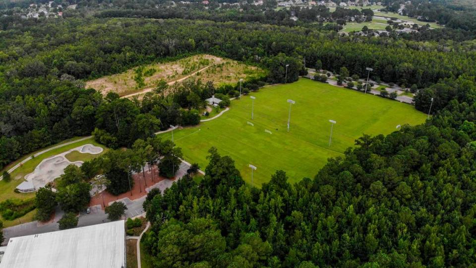Plans for the Buckwalter Recreation Center in 2001 called for six soccer fields, three of which are pictured here as seen on Thursday, Aug. 11, 2022 that is located along Buckwalter Parkway in Bluffton. Wetlands are now scaling back development to a total of five soccer fields and the elimination of a dog park proposed for the Beaufort County park.
