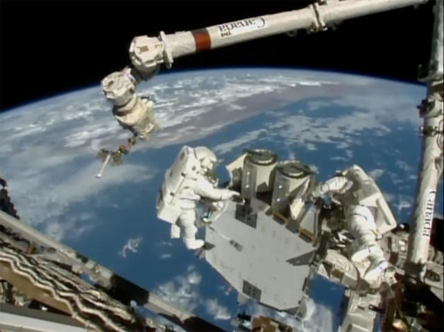 Spacewalkers continue International Space Station power upgrade