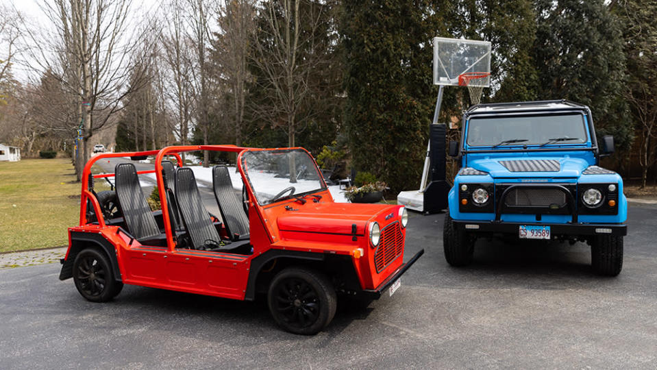Brett Berish&#x002019;s Moke Jeep and &#x002019;80s Land Rover Defender. - Credit: Kristan Lieb