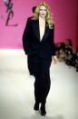 Rocking a blazer like a boss on the catwalk at YSL Ready to Wear Fashion Show Autumn/Winter 1996-97.