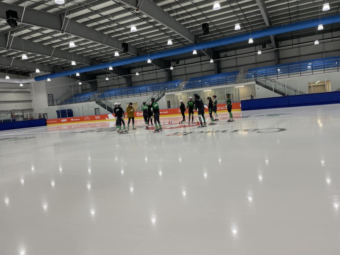 Short-track speed skating events were held at the new Eliyahu Wellness Centre.  (Nancy Russell/CBC  - image credit)