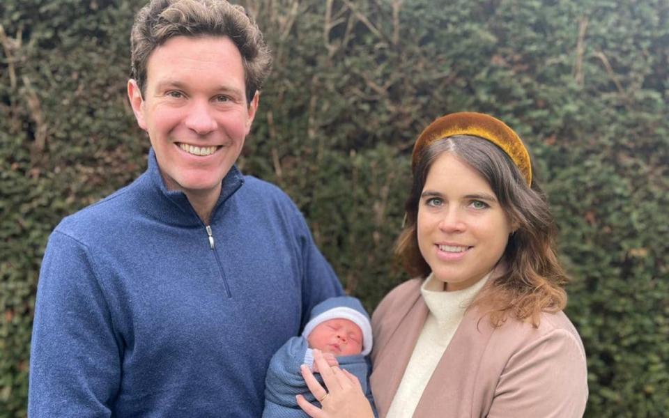 Princess Eugenie and her husband Jack Brooksbank with their son August - AFP