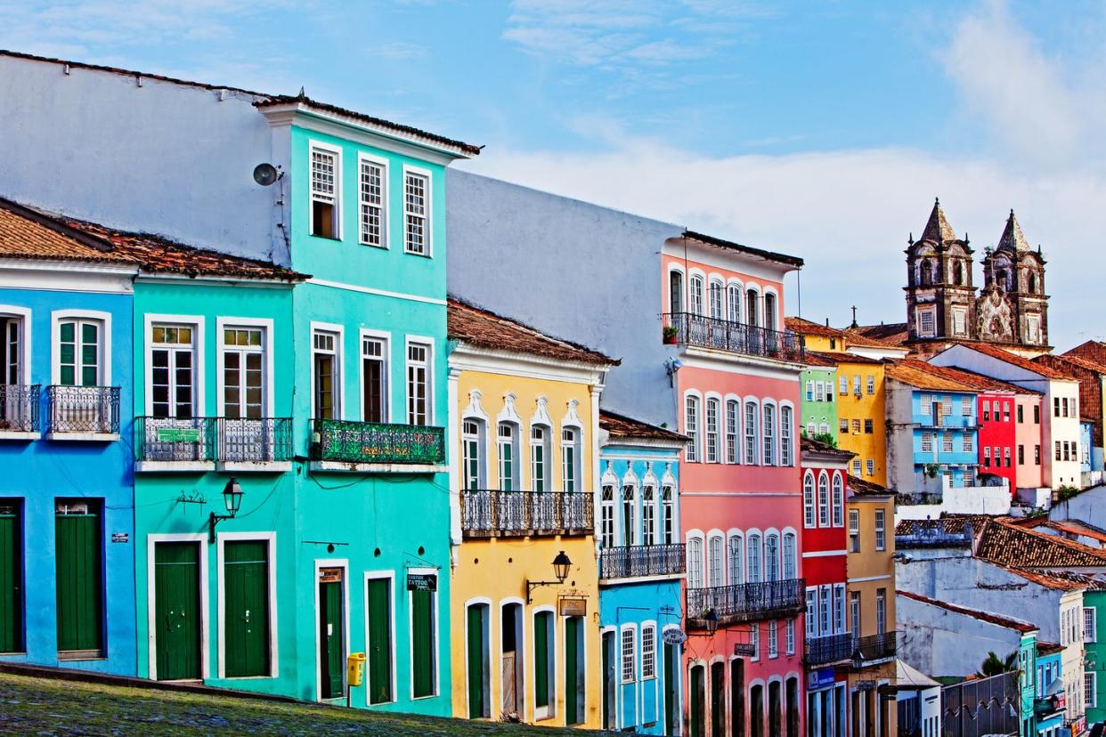 ciew of painted buildings ,salvador bahia,brazil