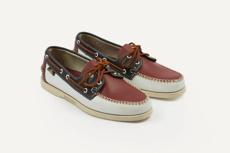 Drake's teamed up with Sebago to create a red, white, and blue version of Sebago's Docksides boat shoe, a wearable homage fo the style's American heritage.