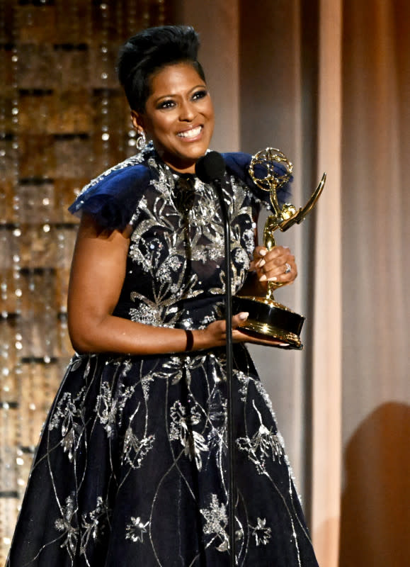 Tamron Hall accepts the award for Outstanding Informative Talk Show Host at the 49th Annual Daytime Emmy Awards. (Photo by Michael Buckner/Variety/Penske Media via Getty Images)<p>Michael Buckner/Variety/Penske Media via Getty Images</p>