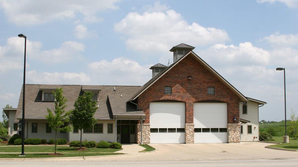 Nice looking suburban retirement community fire station in Huntley, Illinois - Image.