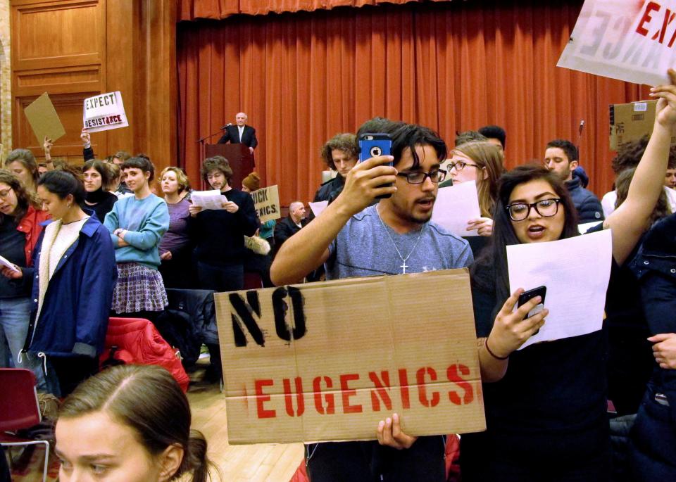 Middlebury College students protest Charles Murray in Vermont.