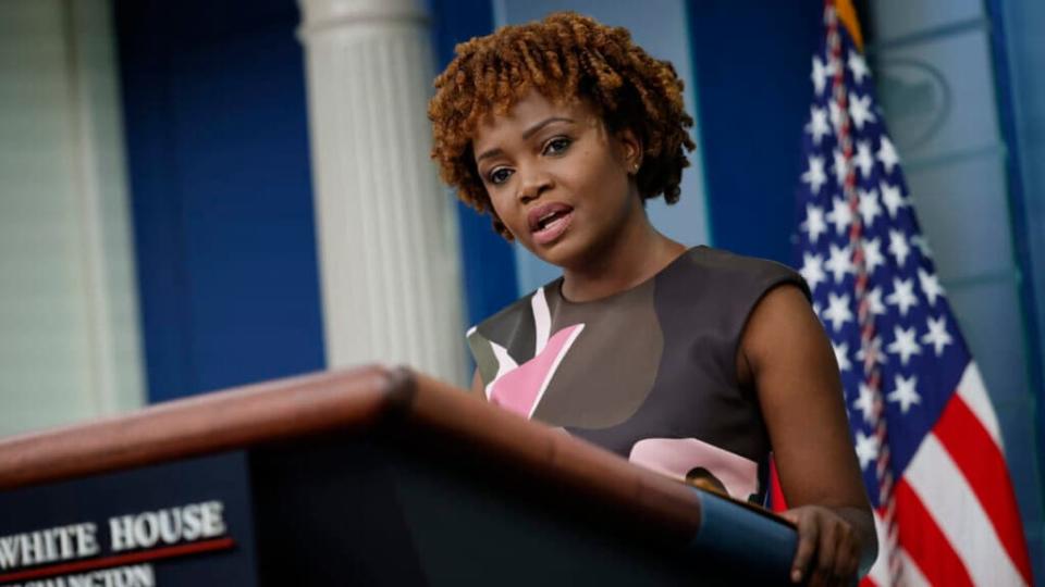 White House Press Secretary Karine Jean-Pierre speaks to reporters on Aug. 9, 2022 during the daily news conference in the Brady Press Briefing Room at the White House in Washington. (Photo by Chip Somodevilla/Getty Images)