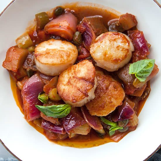 Pan-Fried Sea Scallops with Caponata (40 minutes)