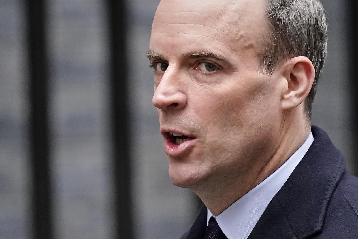 Deputy Prime Minister Dominic Raab arrives in Downing Street, London, ahead of the government's weekly Cabinet meeting. Picture date: Tuesday December 7, 2021.