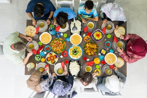 <span class="caption">Ramadan is celebrated once every year.</span> <span class="attribution"><a class="link " href="https://www.shutterstock.com/image-photo/family-friends-gathering-together-home-eating-657274990" rel="nofollow noopener" target="_blank" data-ylk="slk:Zurijeta/ Shutterstock;elm:context_link;itc:0;sec:content-canvas">Zurijeta/ Shutterstock</a></span>