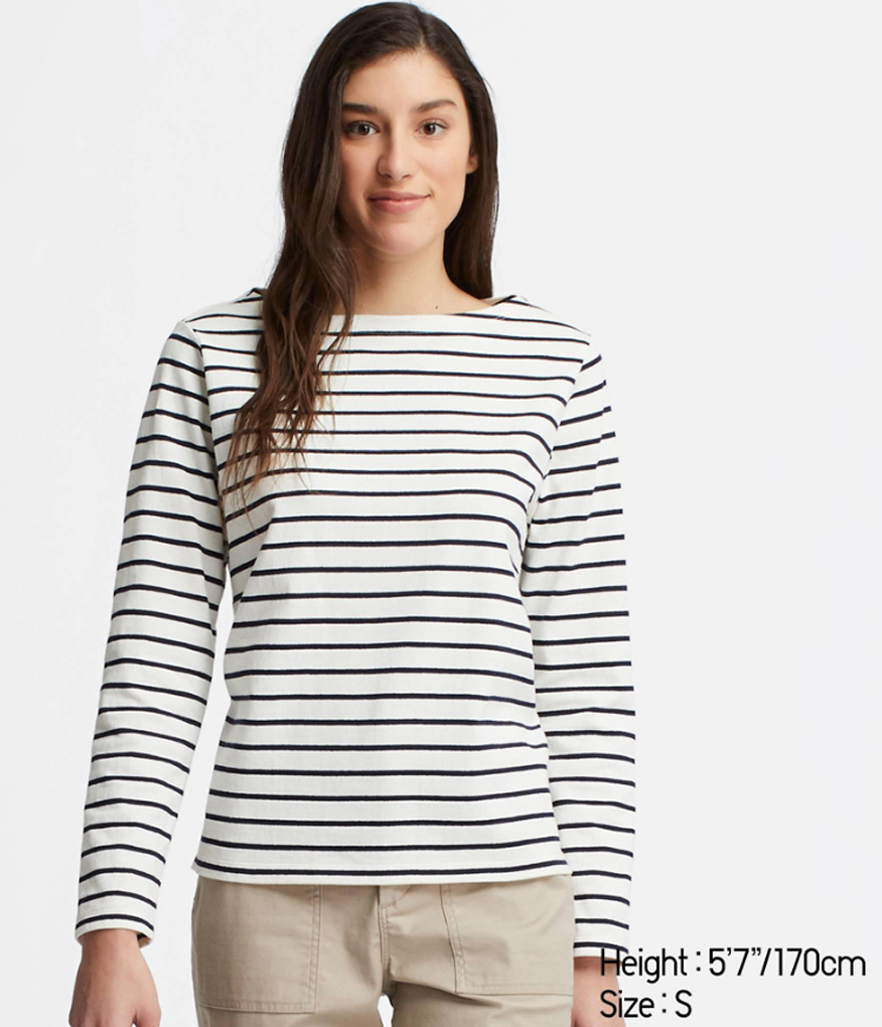 Uniqlo Women Striped Boat Neck Long Sleeve T-Shirt (Photo: Uniqlo)