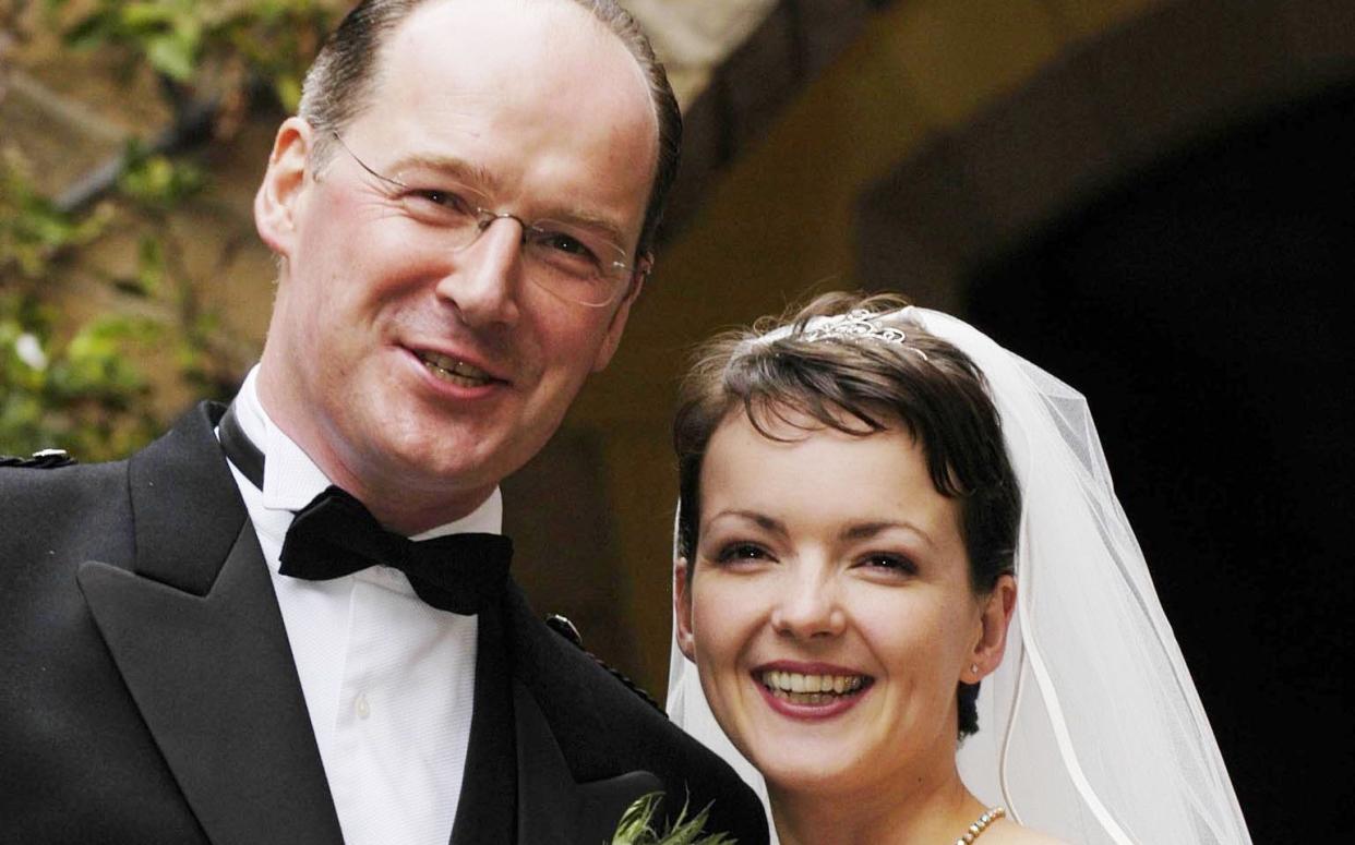 John Swinney MSP and his new wife BBC Correspondent Elizabeth Quigley leave Saint Peter's Parish Church, Morningside, Edinburgh, a