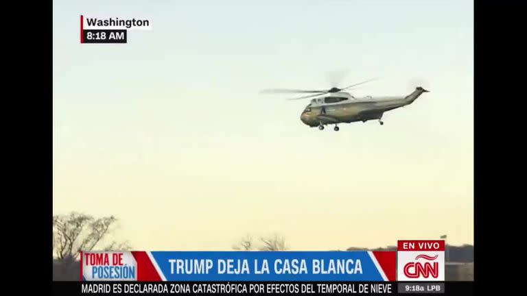 La pantalla de CNN cuando Trump dejó la Casa Blanca