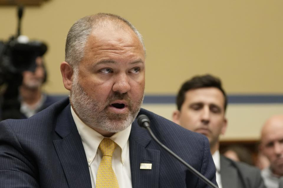 IRS Supervisory Special Agent Gary Shapley testifies in front of the House Oversight Committee on July 19, 2023 in Washington. Shapley alleges that the Justice Department interfered in the IRS investigation of Hunter Biden.