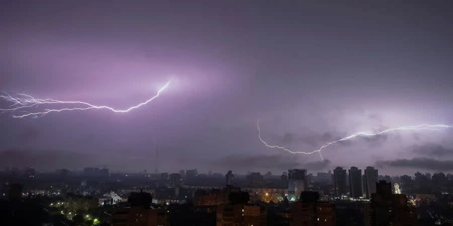 Thunderstorm in Kyiv during night air-raid alert on June 12, 2024