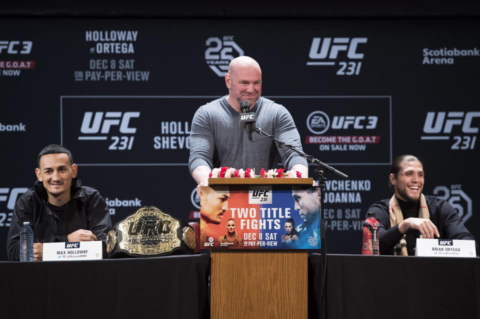 UFC 233 was scheduled for January, but is being postponed to an unknown date. (Nathan Denette/The Canadian Press via AP)