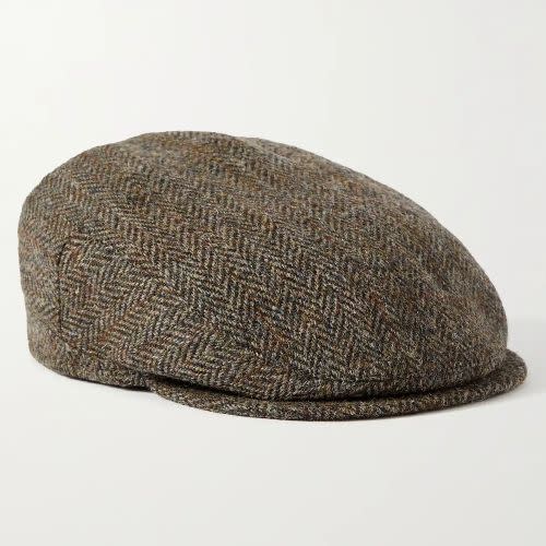 Herringbone Cotton-Tweed Flat Cap