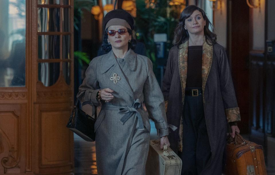 Juliette Binoche and Emily Mortimer in "The New Look," now streaming on Apple TV+.