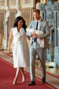 Meghan and Harry conducted a quick interview and photocall with their newborn, Archie Harrison Mountbatten-Windsor, in St George's Hall at Windsor Castle. <em>[Photo: Getty]</em>