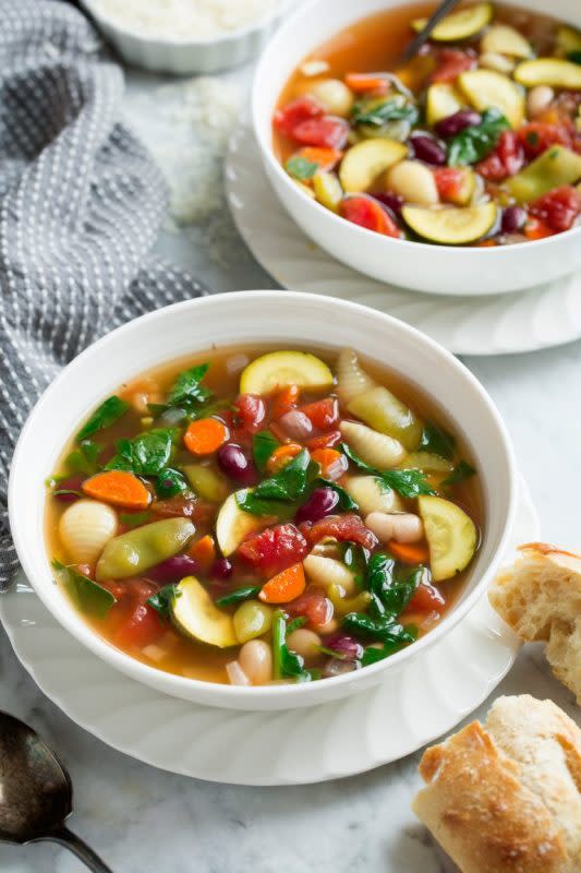 <p>Cooking Classy</p><p>This slow cooker version of the iconic soup is beaming with bright vegetables, protein-packed beans, and perfectly cooked pasta. </p><p><strong>Get the recipe: <a href="https://www.cookingclassy.com/olive-garden-copycat-minestrone-soup-slow-cooker/" rel="nofollow noopener" target="_blank" data-ylk="slk:Slow Cooker Minestrone Soup;elm:context_link;itc:0;sec:content-canvas" class="link rapid-noclick-resp">Slow Cooker Minestrone Soup</a></strong></p>