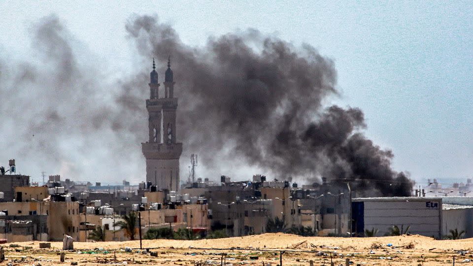 Smoke billows from the Sultan neighborhood of Rafah during Israel's military operation on June 18, 2024. - Bashar Taleb/AFP/Getty Images