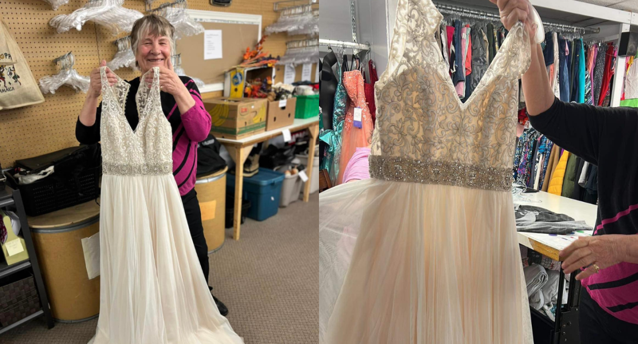 Tanya Walsh of Hamilton, Ont. was told by her father in February that he accidentally donated the wedding dress she wore to get married in 2018. (Photos via Facebook)