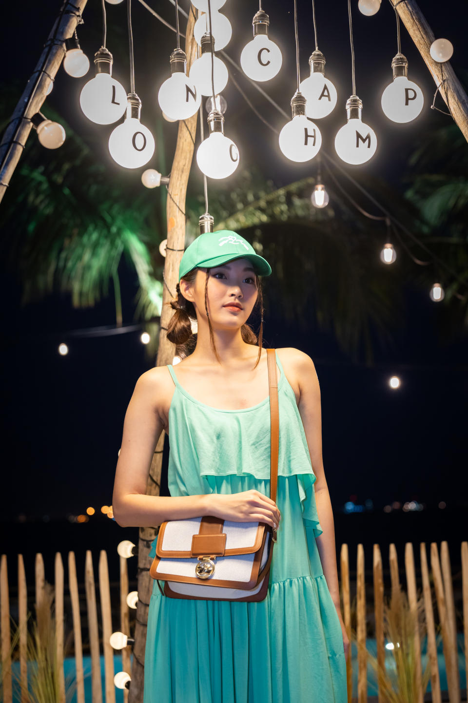 Mediacorp artiste Ye Jia Yun at Longchamp Glamping Party. (PHOTO: Longchamp)