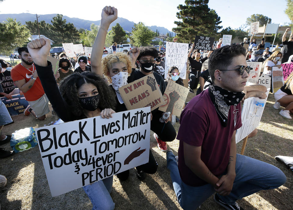 People protest outside the El Paso Police Department headquarters in El Paso, Texas on May, 31, 2020. | Mark Lambie—The El Paso Times via AP