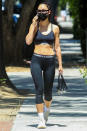 <p>Cara Santana is spotted out and about in Los Angeles on Friday, wearing color-coordinated workout wear and a face mask.</p>