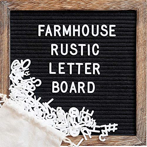 Felt Letter Board with 10x10 Inch Rustic Wood Frame, Script Words, Precut Letters, Picture Hangers, Farmhouse Wall Decor, Shabby Chic Vintage Decor, Black Felt Message Board (Amazon / Amazon)