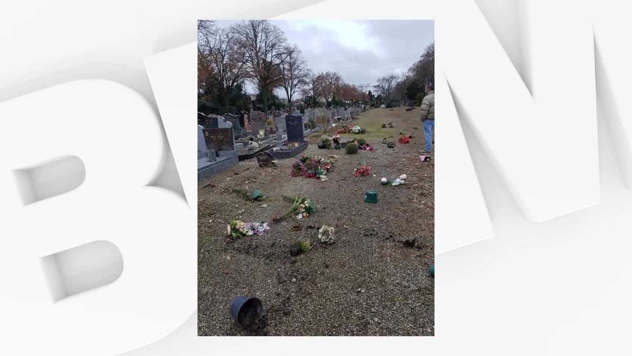 Le carré musulman du cimetière de Mulhouse a été vandalisé samedi 11 décembre. - Twitter Michèle Lutz