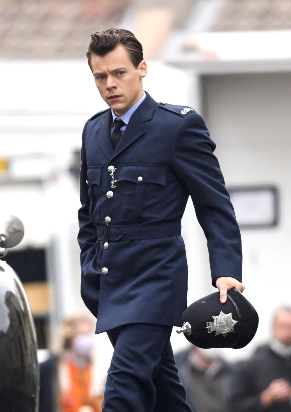 Styles on the set for "My Policeman" in 2021