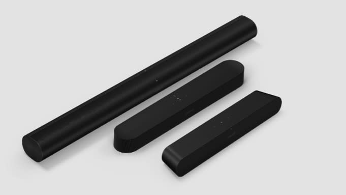 Sonos soundbar family on a grey background