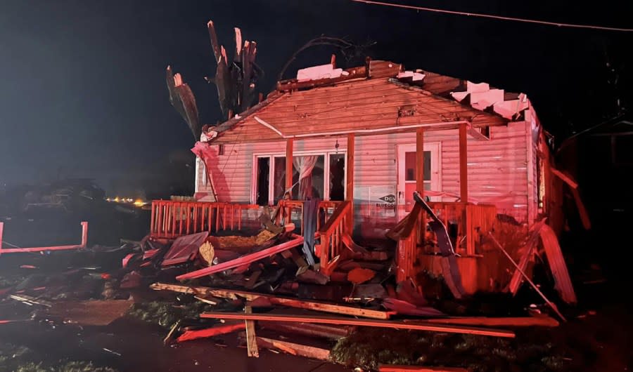 Multiple people are dead in Logan County after violent storms and possible tornadoes ripped through central Ohio, March 14, 2024. (Courtesy/Indian Lake Chamber of Commerce)