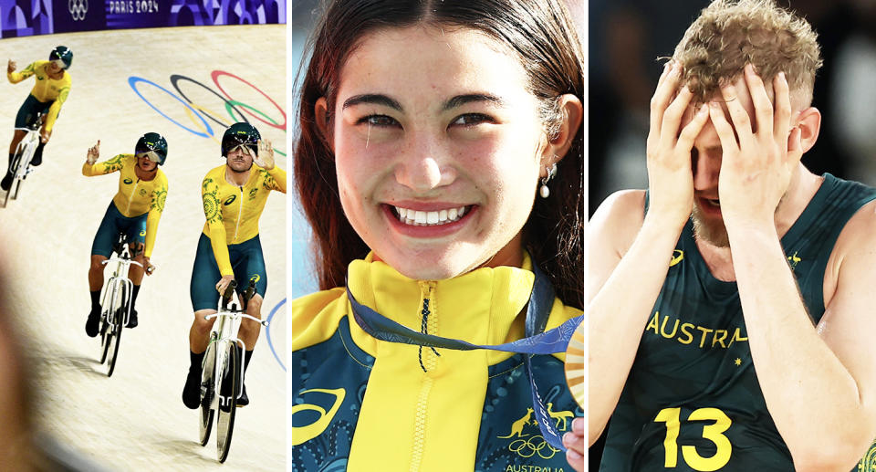 Arisa Trew alongside fellow Aussie athletes at the Olympics.