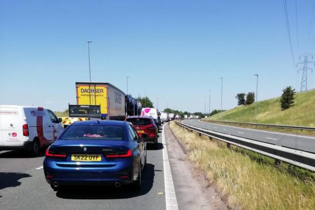 Road closure caused by crash on A56 Accrington bypass