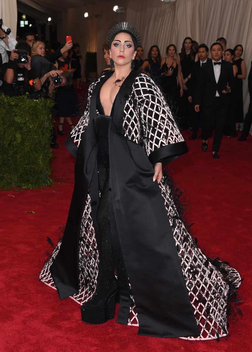 Gaga walks the red carpet at the 2015 Met Gala celebrating the opening of the "China: Through The Looking Glass" exhibit at the Metropolitan Museum's Costume Institute on May 4, 2015.&nbsp;