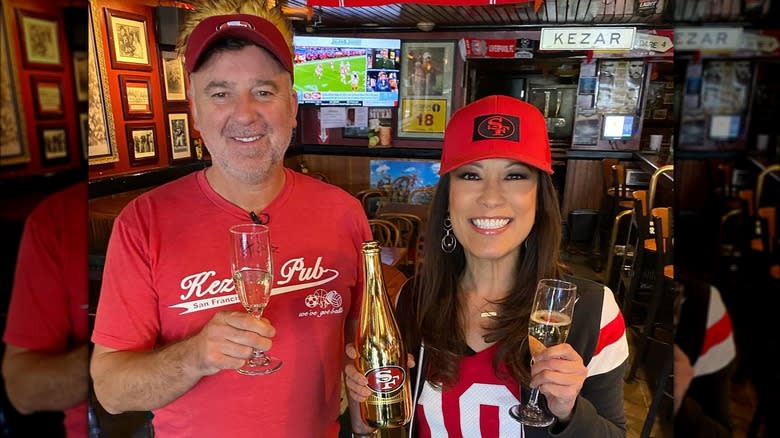 49ers fans posing at Kezar Pub