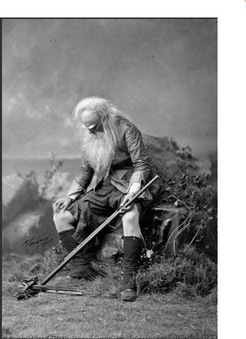 Joseph Jefferson playing the role of old Rip Van Winkle in 1869.