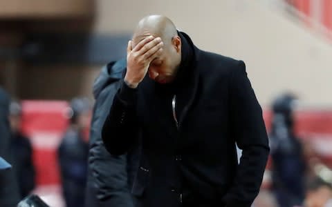 Thierry Henry looks forlorn at struggling Monaco before he was sacked as manager - Credit: REUTERS