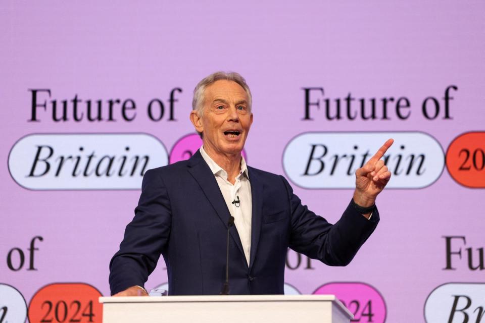 Tony Blair is speaking at his institute’s annual Future of Britain conference in London (REUTERS)