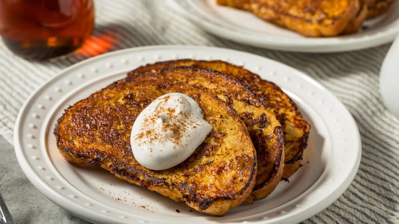 Charred French toast with creamy topping
