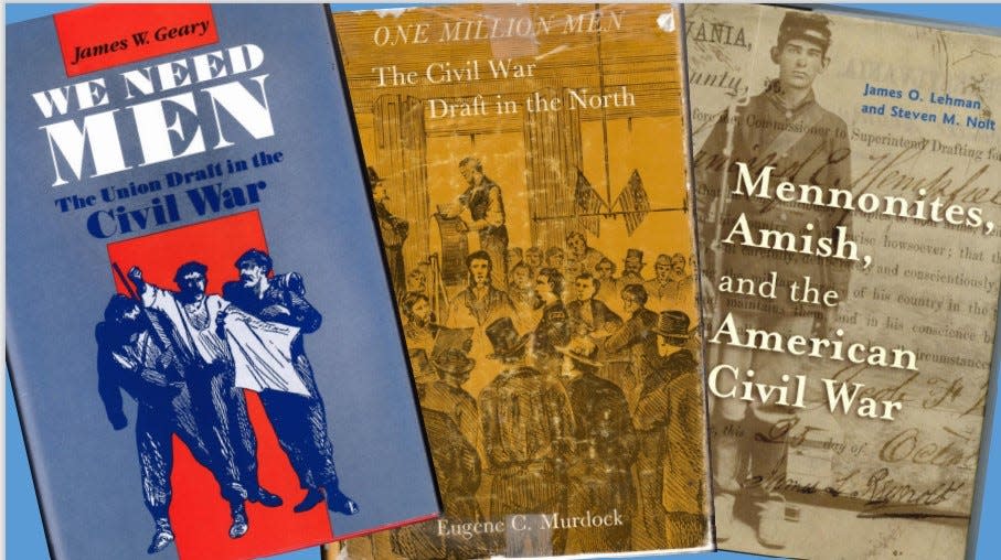 In a recent presentation to the Southcentral Pennsylvania Genealogical Society, Jonathan Stayer referenced these books as helpful in understanding the Civil War draft and those who sought exemption from military service for religious reasons, an exemption permitted by Pennsylvania’s Constitution.