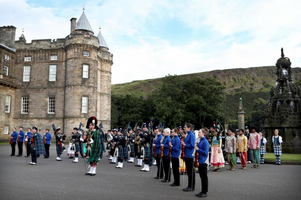 Edinburgh Tattoo: Performers put on a preview for members of the Royal family (PA)